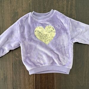 H and M Toddler Girls Super Soft Lilac Heart flip sequins Sweatshirt